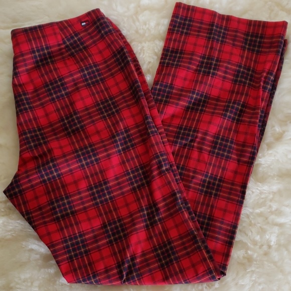 tommy hilfiger red plaid pants